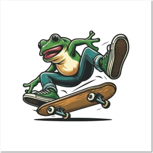 Skater Frog Posters and Art
